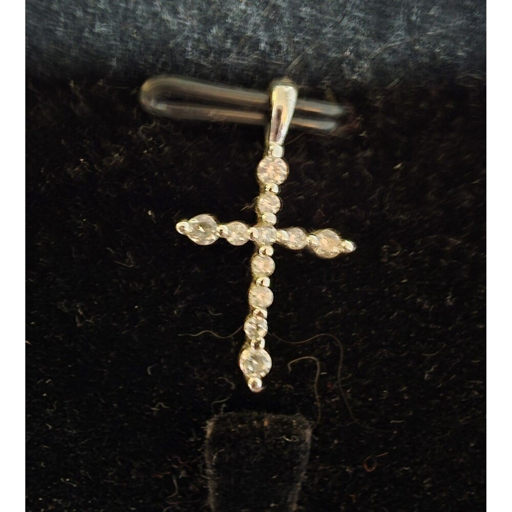 Vintage 925 Sterling Silver CZ CROSS Dainty Necklace PENDANT Only EUC